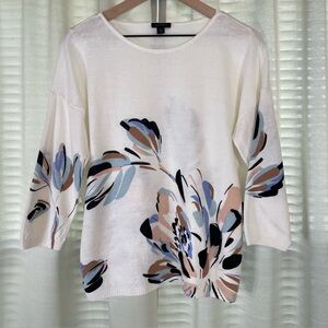 J. Jill Wearever Floral Linen Summer Sweater